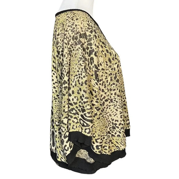 Y2K Vintage Leopard Print Poncho Keyhole Sweater. XS. Cheetah, Girlhood, Sparkle - Picture 3 of 10